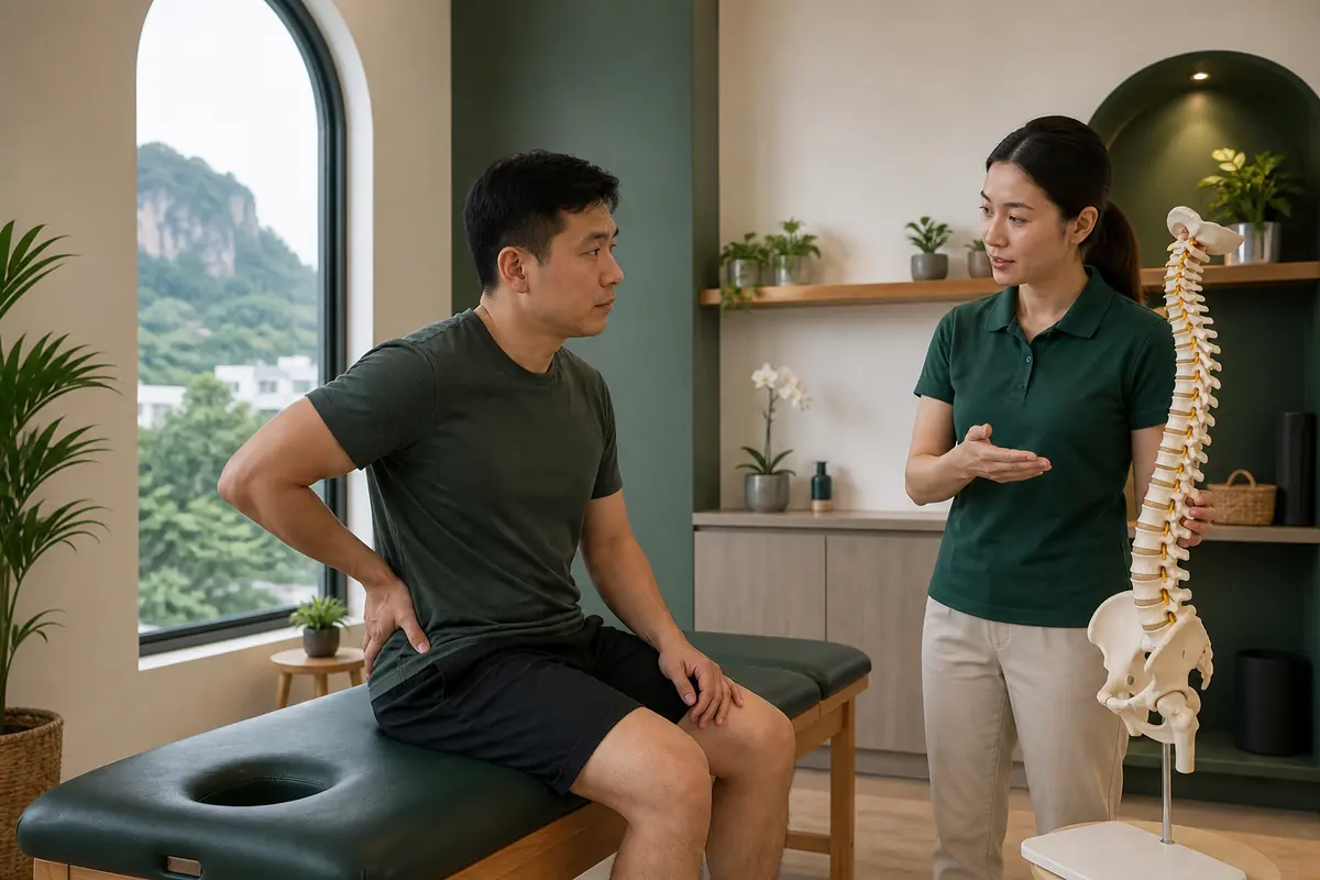 Back Pain: physiotherapy assessment and rehabilitation scene