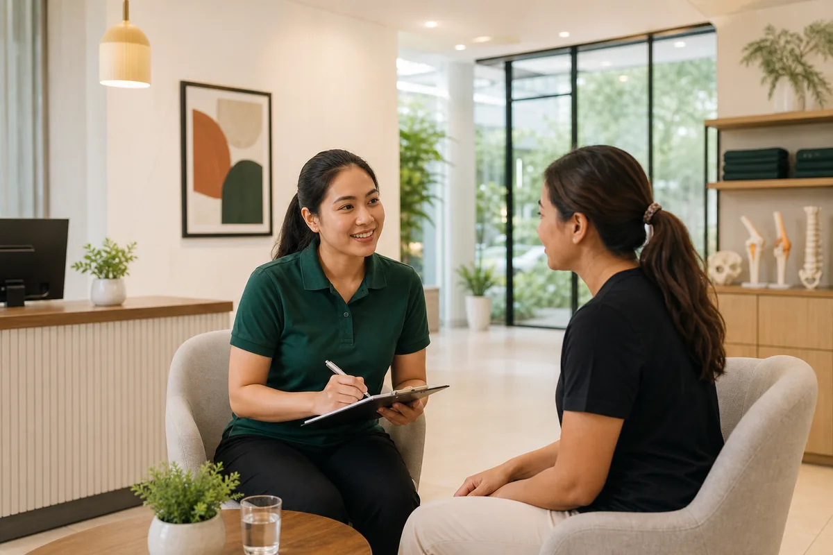 A welcoming physiotherapy enquiry conversation